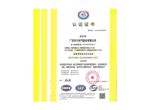 Quality System Certification Certificate